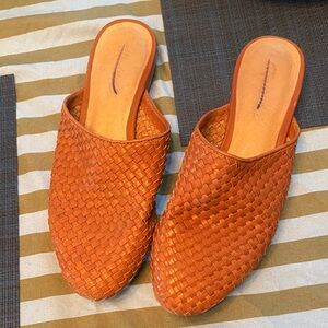 Woven Leather Slip-On Mules - Tan madewell